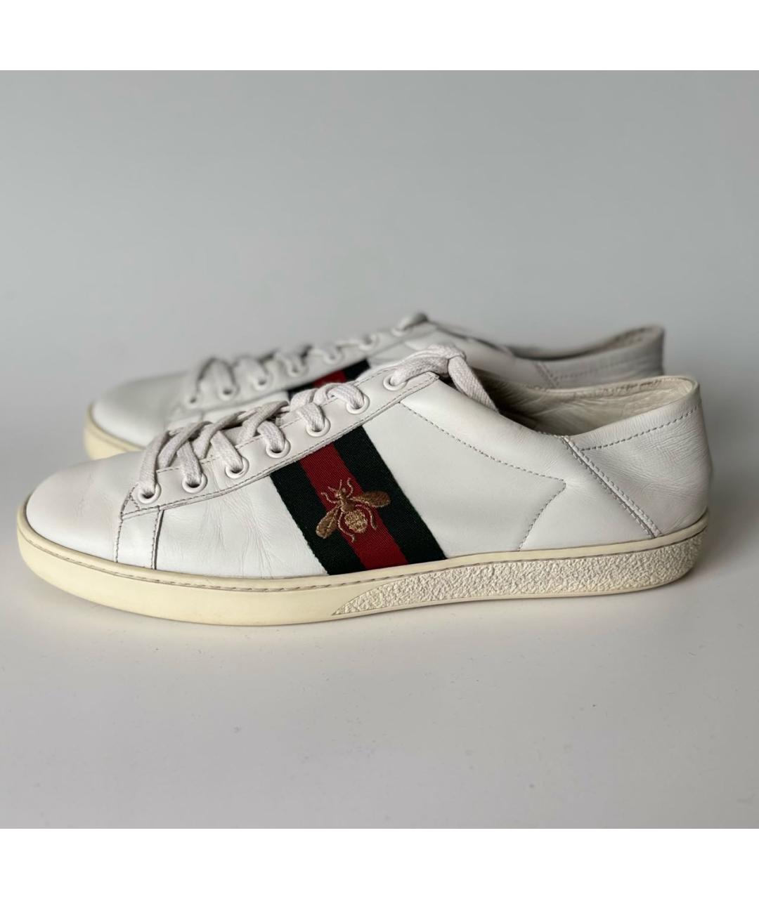 GUCCI Белые кожаные кеды, фото 9