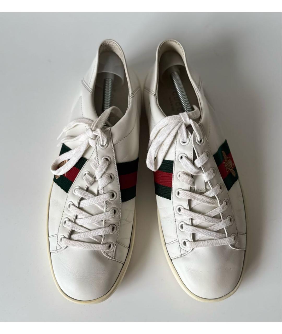 GUCCI Белые кожаные кеды, фото 3