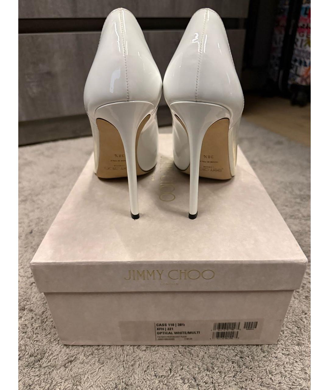 JIMMY CHOO Белые туфли из лакированной кожи, фото 5