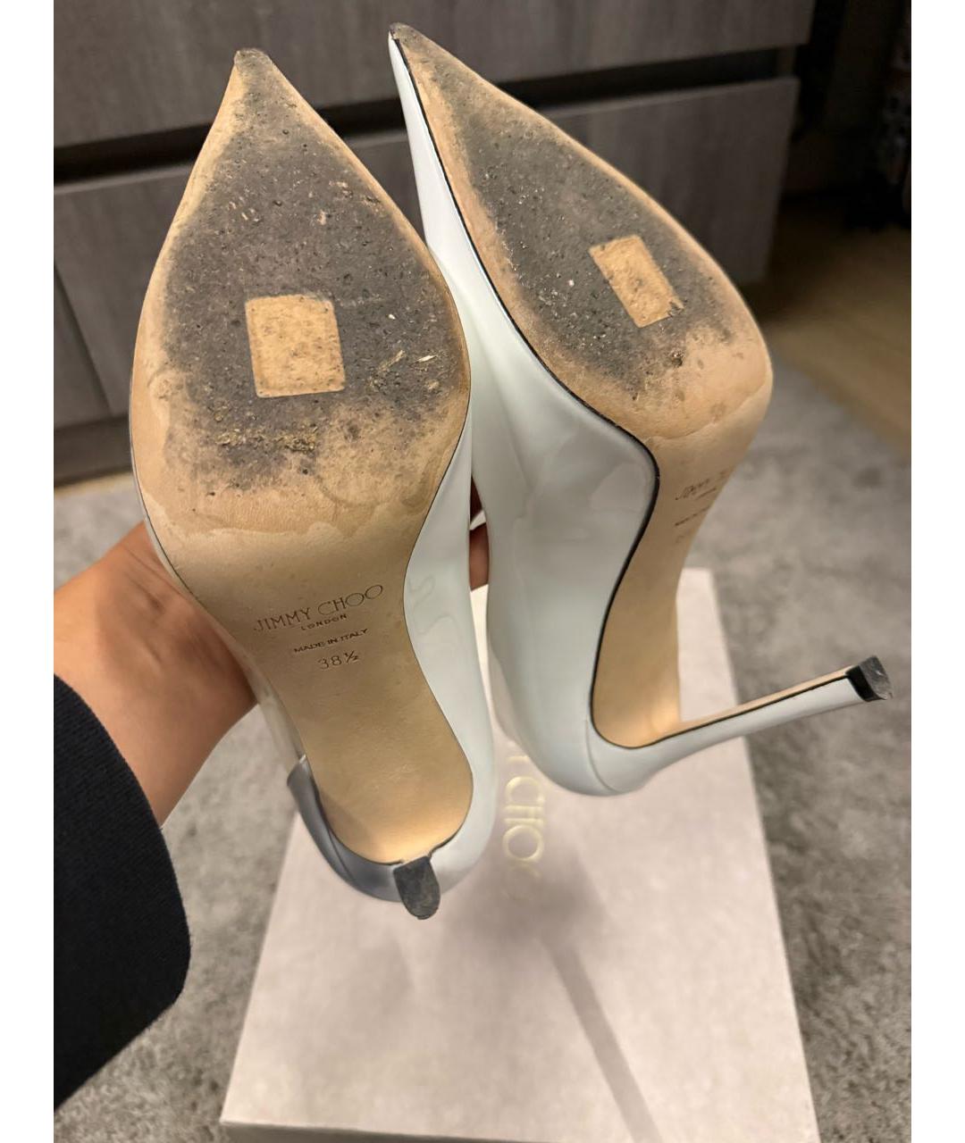 JIMMY CHOO Белые туфли из лакированной кожи, фото 7