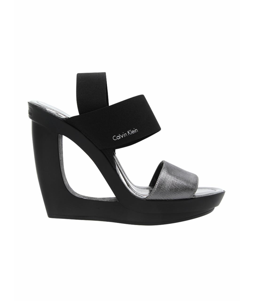 CALVIN KLEIN Черные босоножки из искусственной кожи, фото 1