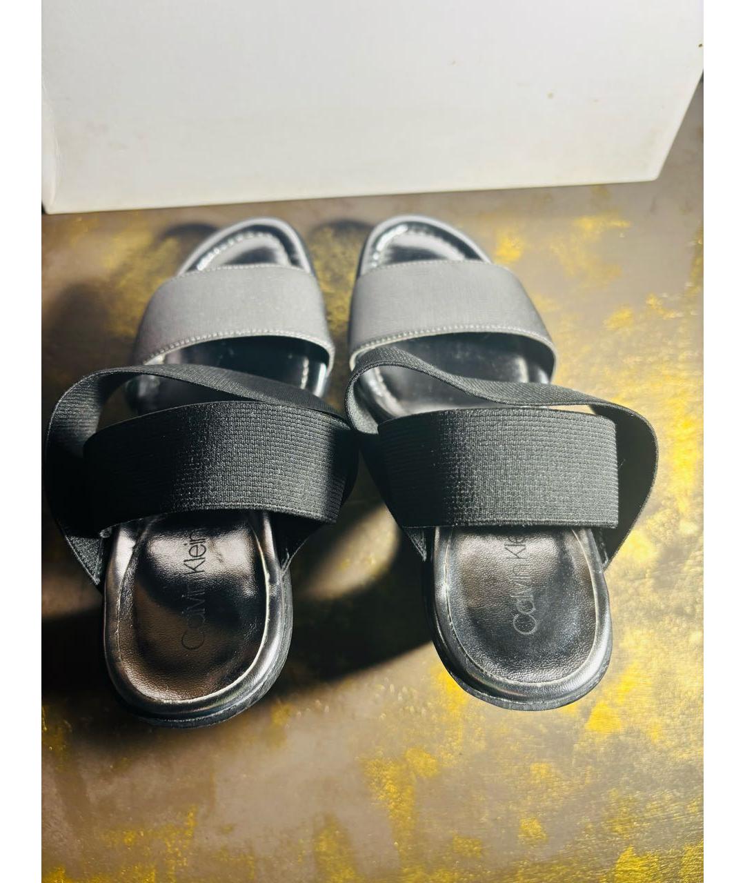 CALVIN KLEIN Черные босоножки из искусственной кожи, фото 3