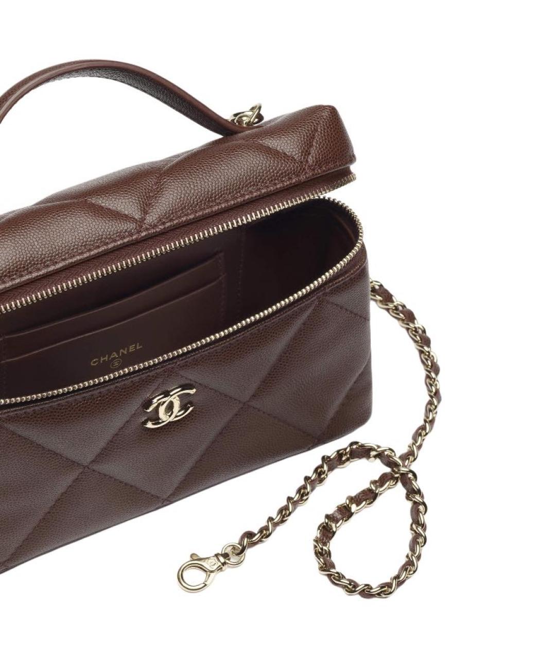 CHANEL Коричневая кожаная сумка с короткими ручками, фото 4