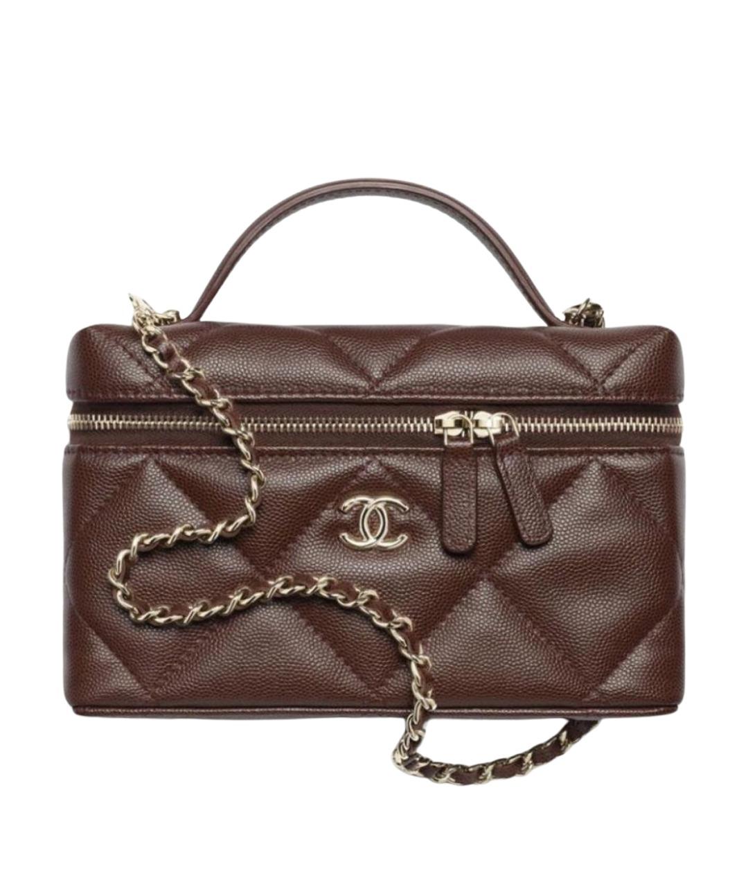 CHANEL Коричневая кожаная сумка с короткими ручками, фото 1