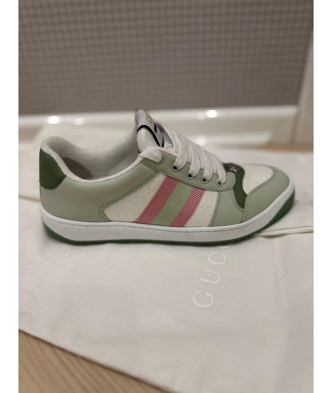 GUCCI Зеленые кожаные кеды, фото 5