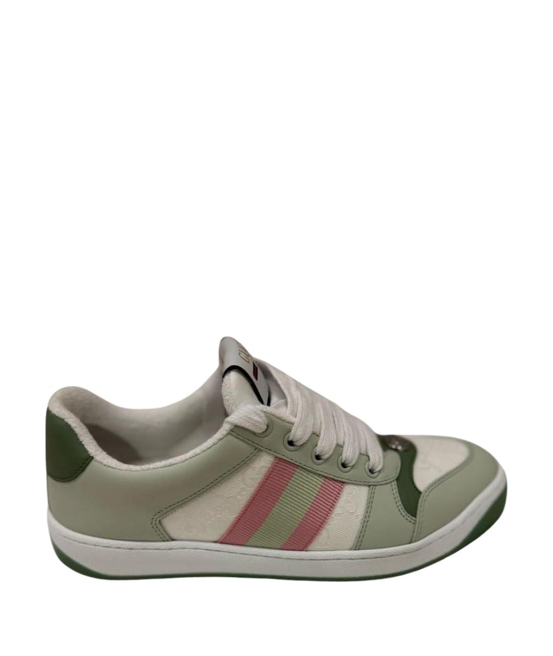 GUCCI Зеленые кожаные кеды, фото 1
