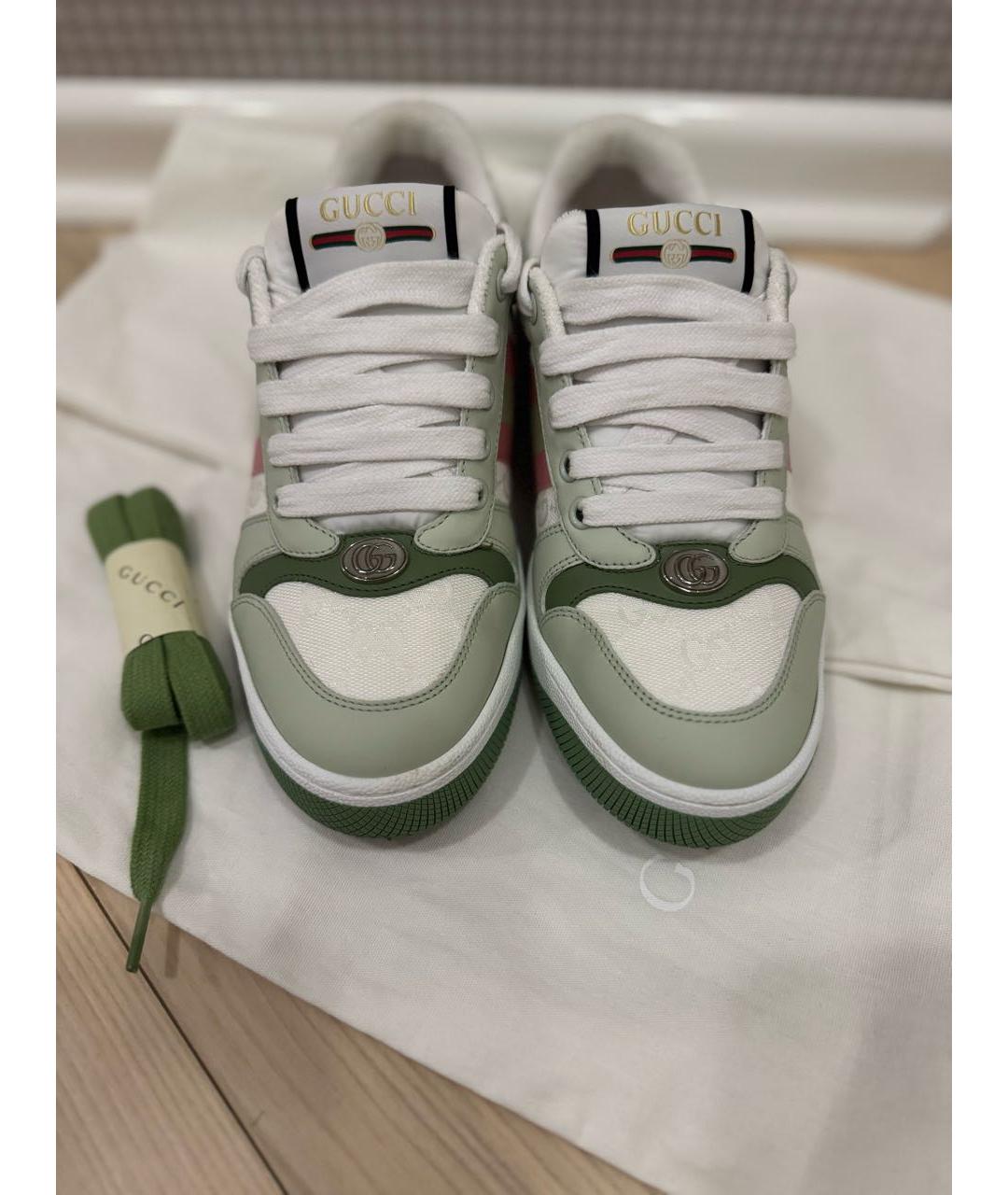 GUCCI Зеленые кожаные кеды, фото 2