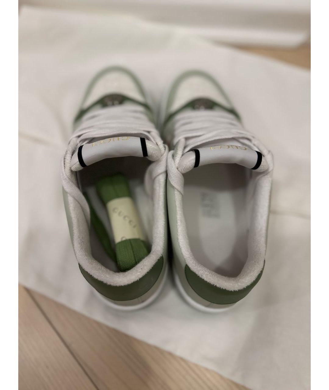 GUCCI Зеленые кожаные кеды, фото 3