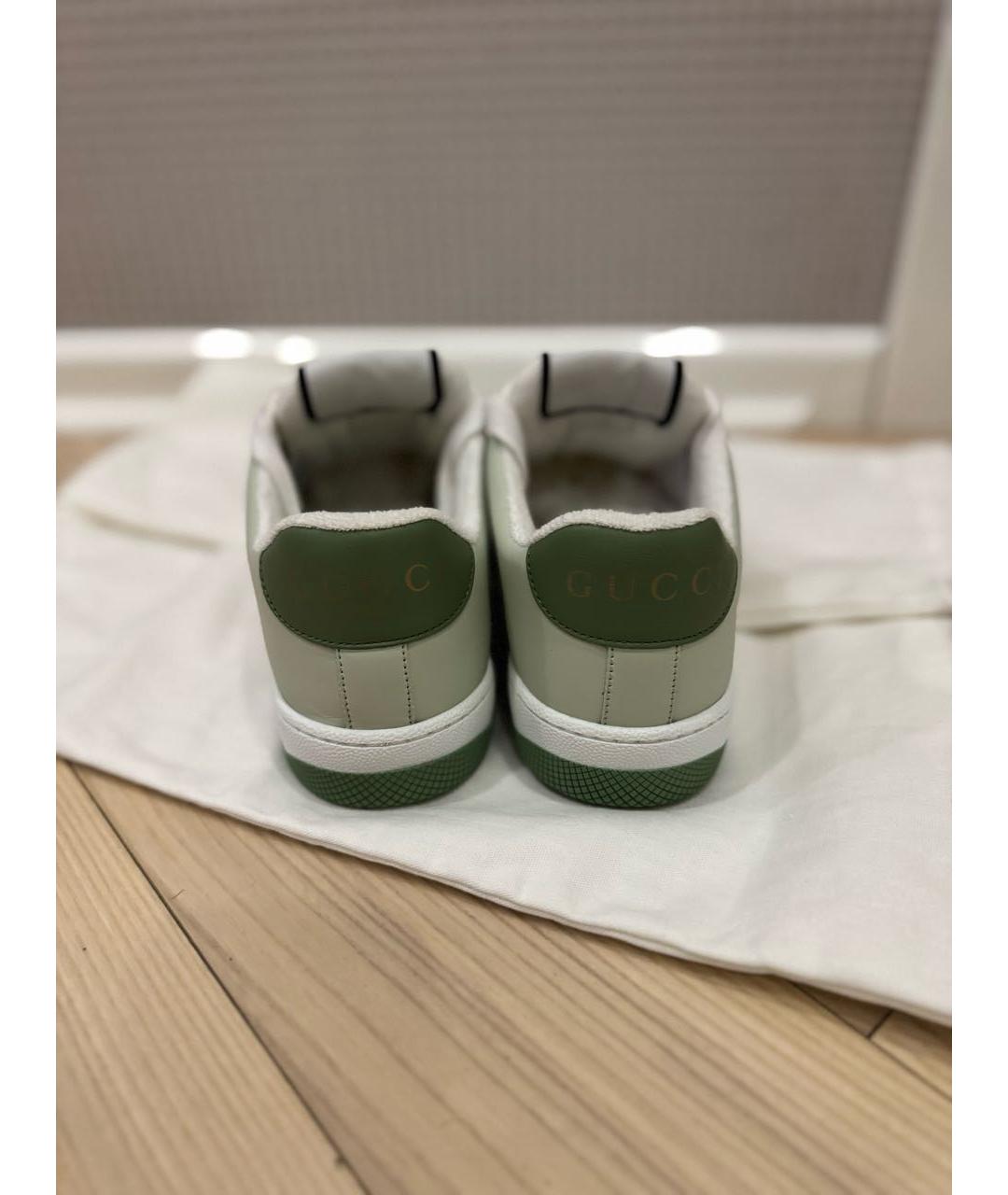 GUCCI Зеленые кожаные кеды, фото 4