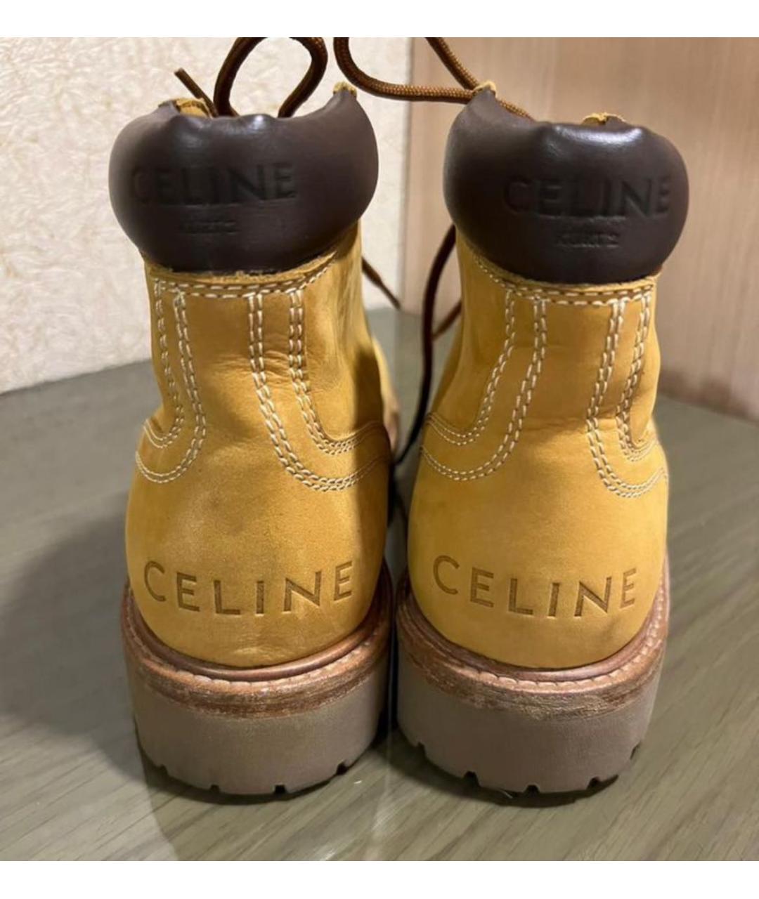 CELINE Горчичные кожаные полусапоги, фото 4