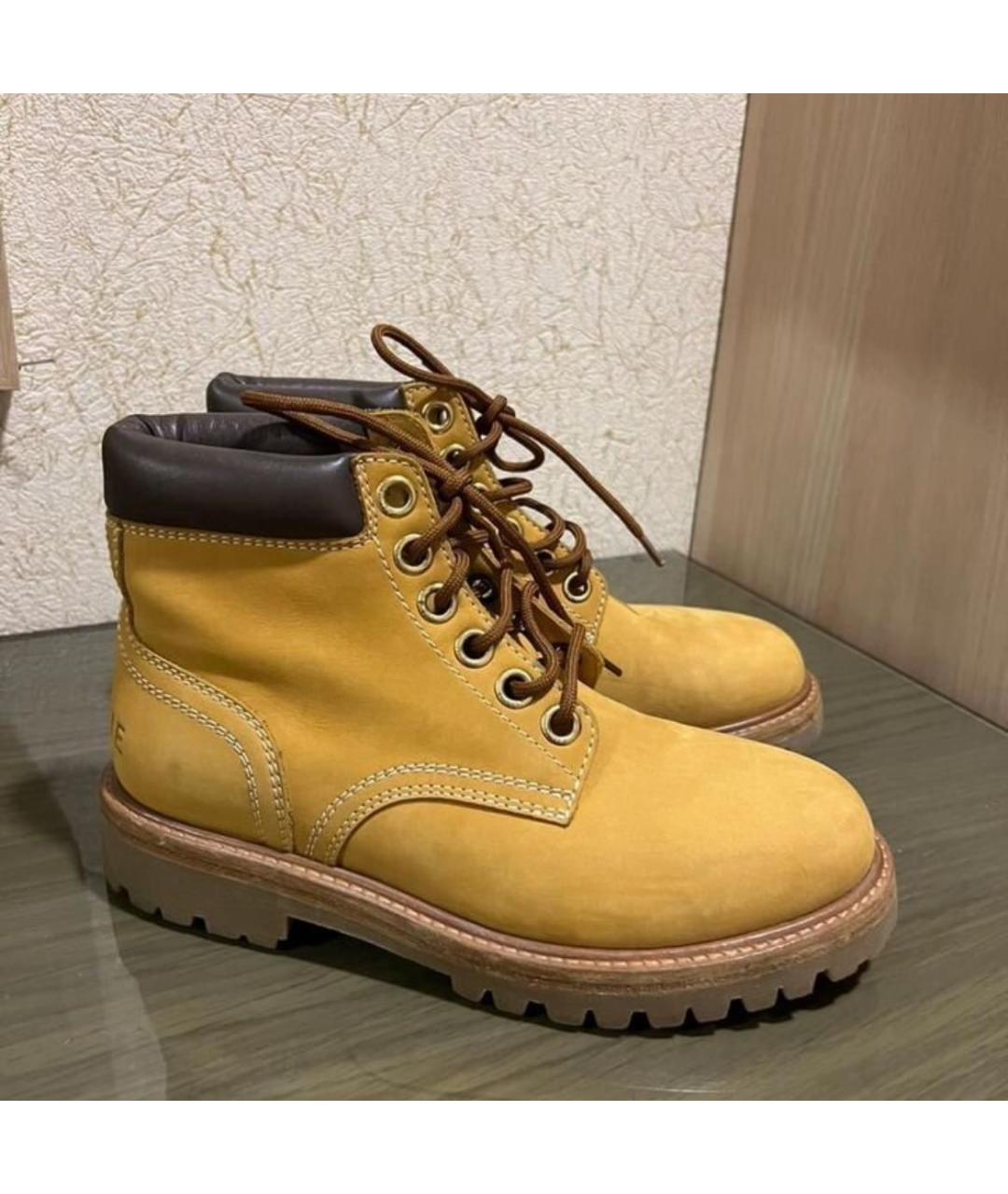 CELINE Горчичные кожаные полусапоги, фото 9