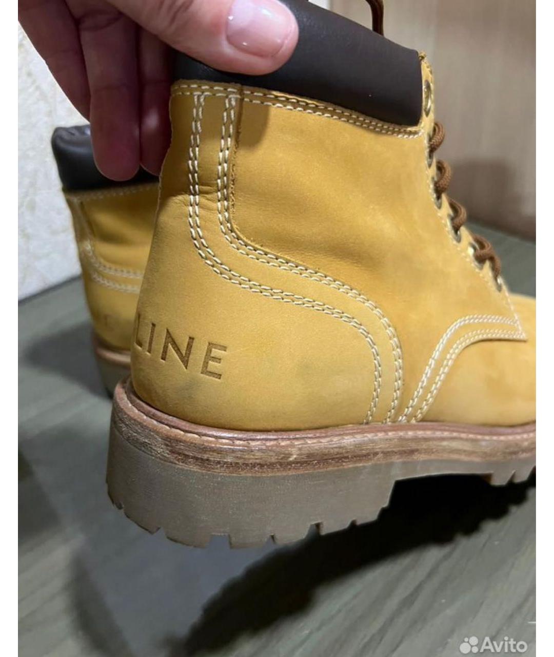 CELINE Горчичные кожаные полусапоги, фото 6
