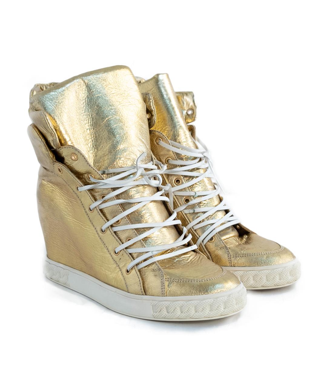 CASADEI Золотые кожаные ботинки, фото 2