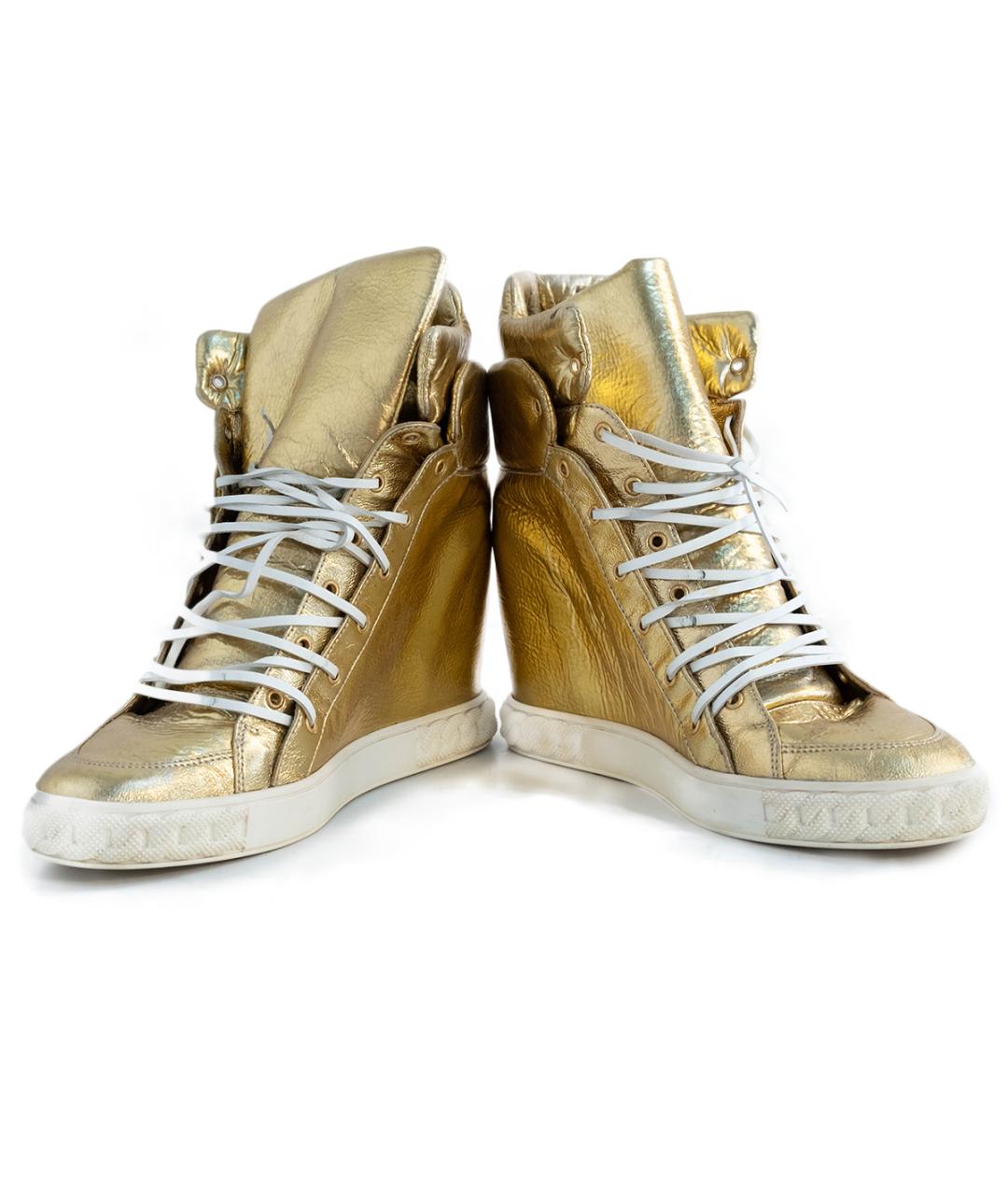 CASADEI Золотые кожаные ботинки, фото 4