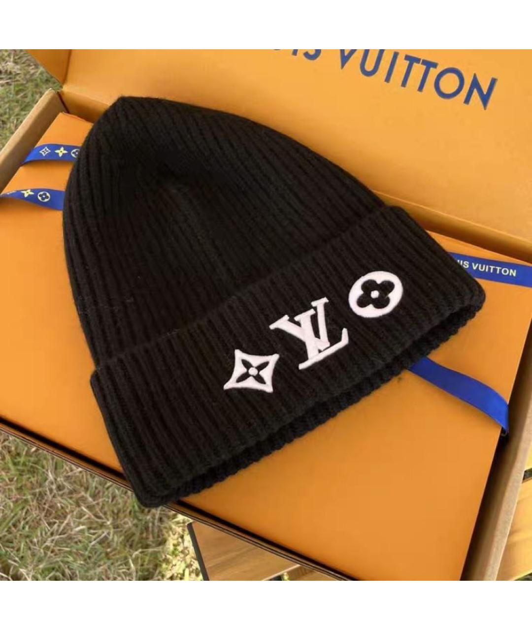 LOUIS VUITTON Черная шерстяная шапка, фото 2