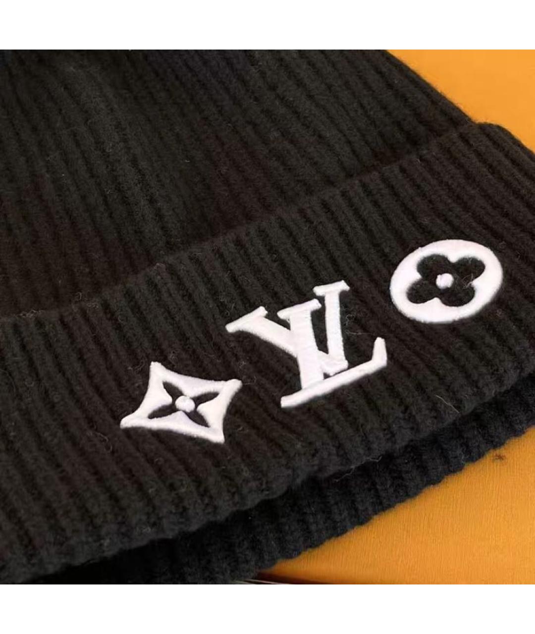 LOUIS VUITTON Черная шерстяная шапка, фото 4