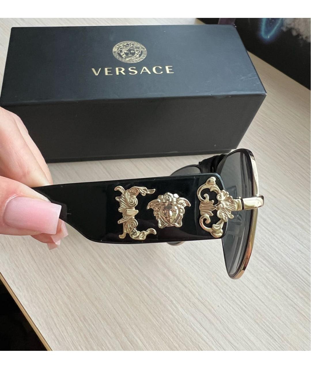 VERSACE Черные пластиковые солнцезащитные очки, фото 2