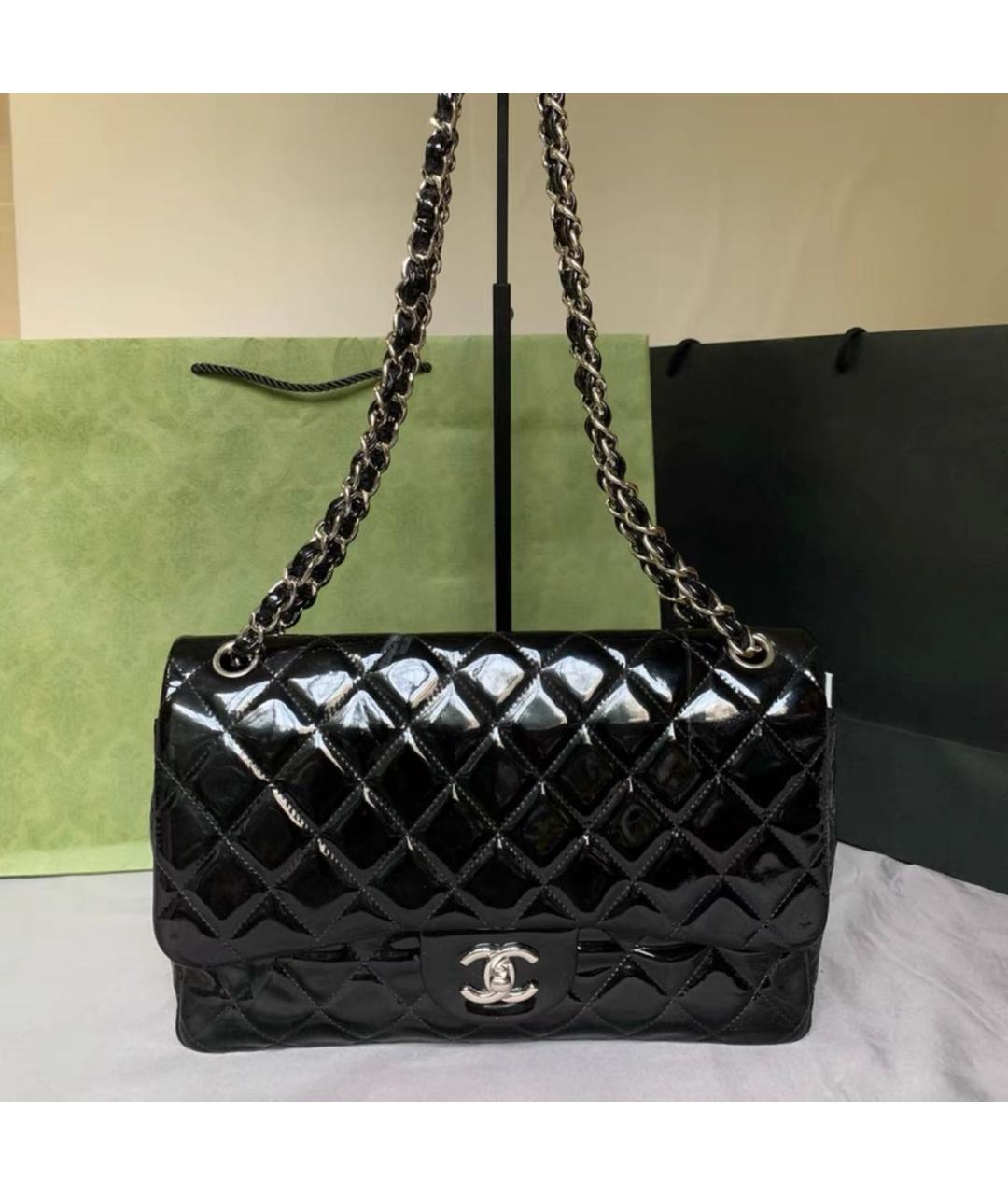CHANEL Черная сумка тоут из лакированной кожи, фото 9