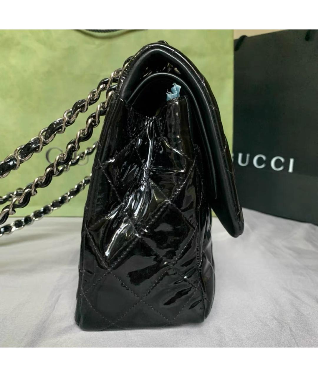 CHANEL Черная сумка тоут из лакированной кожи, фото 4