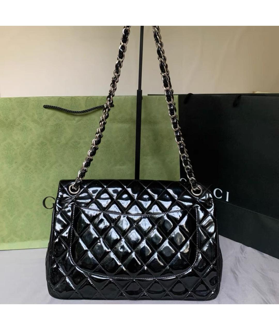 CHANEL Черная сумка тоут из лакированной кожи, фото 3