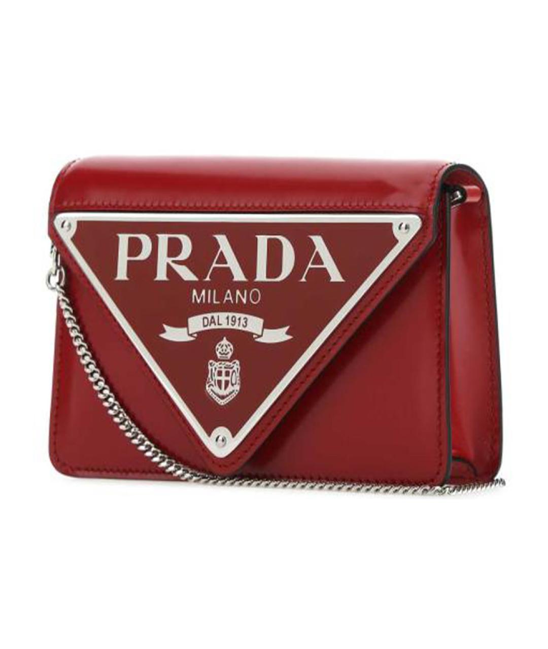 PRADA Красная кожаная сумка через плечо, фото 4