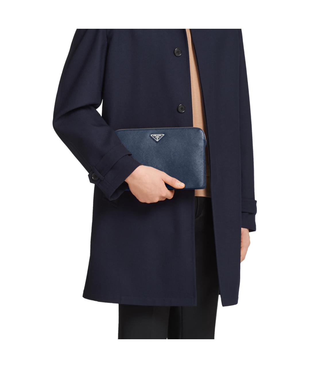 PRADA Темно-синяя кожаная папка для документов, фото 4