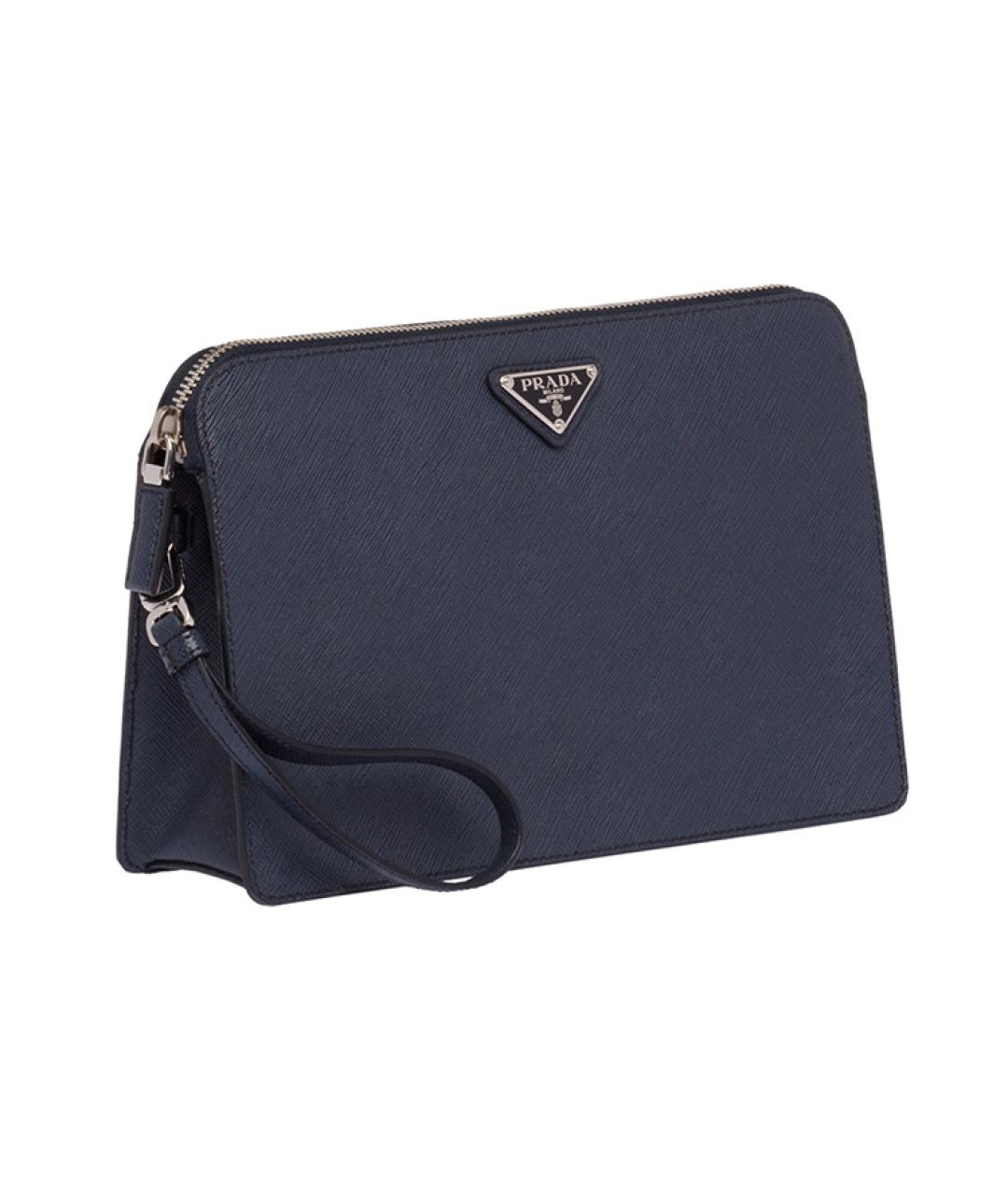 PRADA Темно-синяя кожаная папка для документов, фото 2