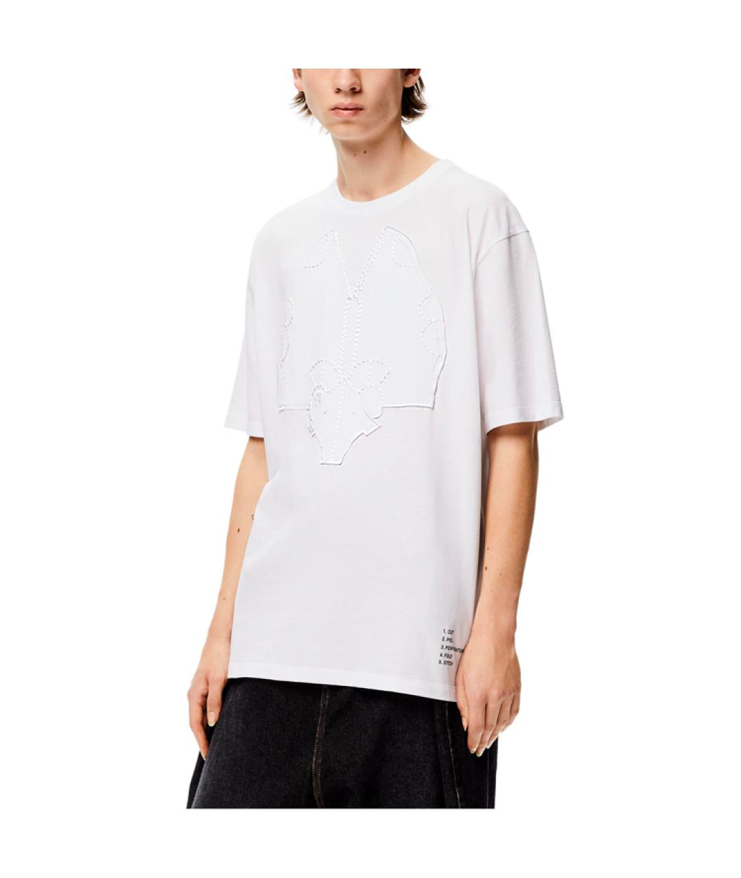 LOEWE Белая хлопковая футболка, фото 4