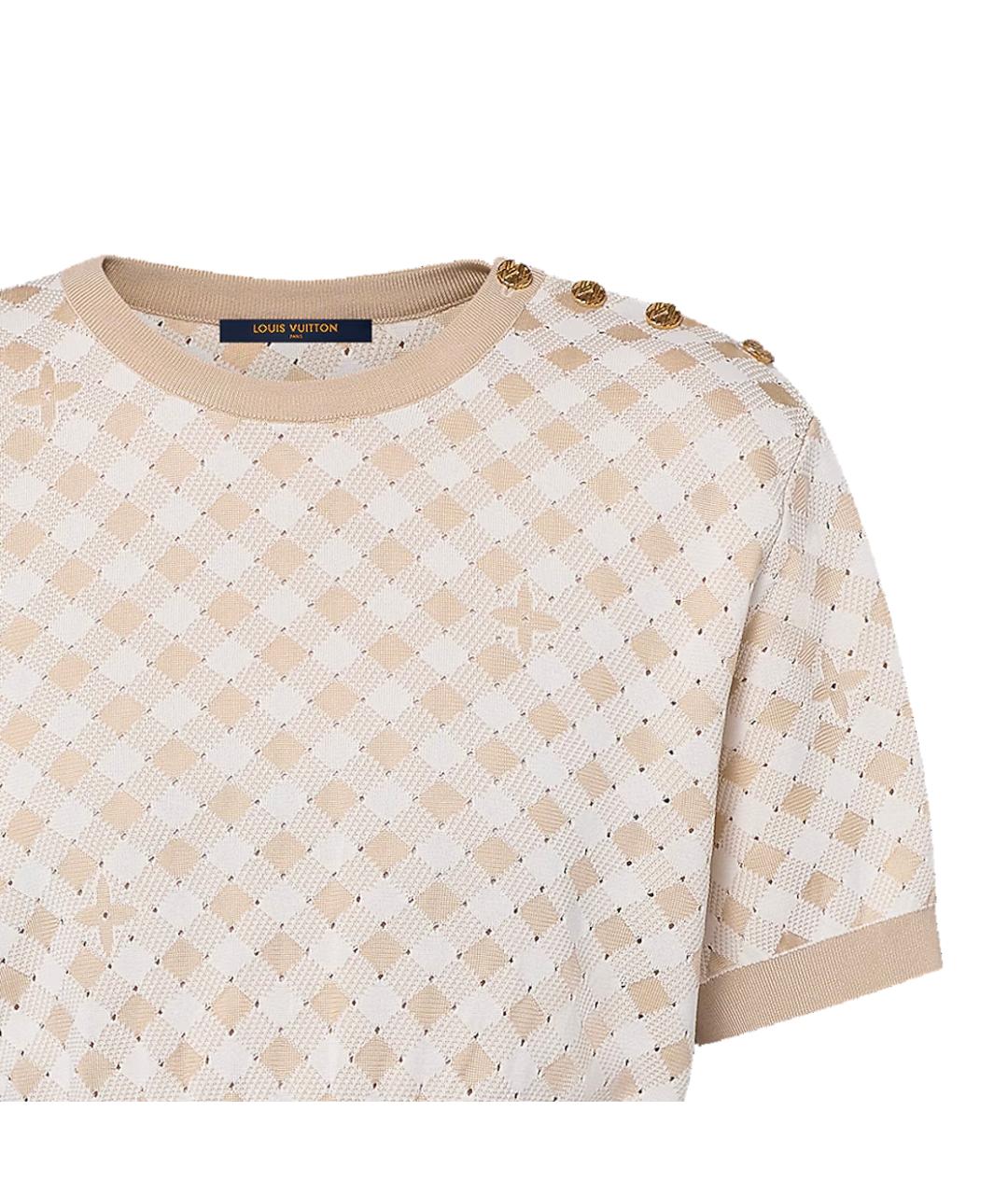 LOUIS VUITTON Бежевая хлопковая футболка, фото 3