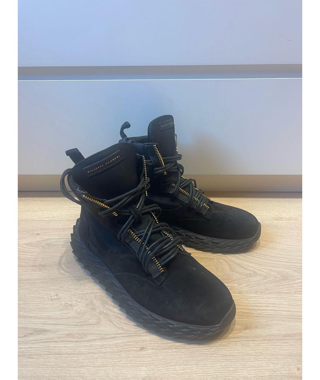 GIUSEPPE ZANOTTI DESIGN Черные замшевые высокие кроссовки / кеды, фото 2