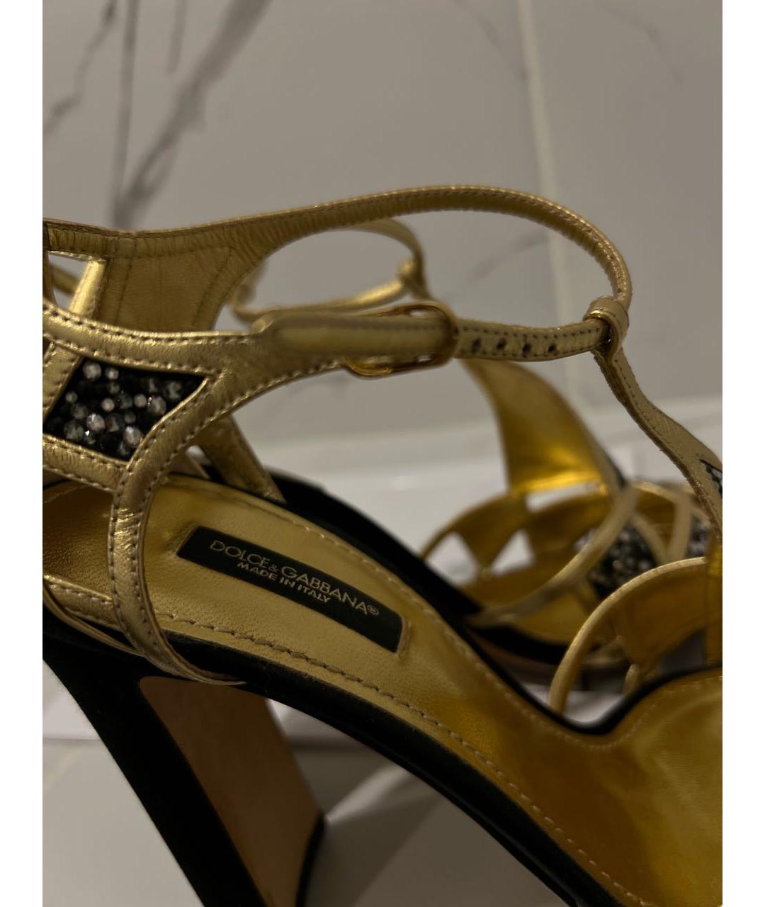 DOLCE&GABBANA Золотые босоножки, фото 3