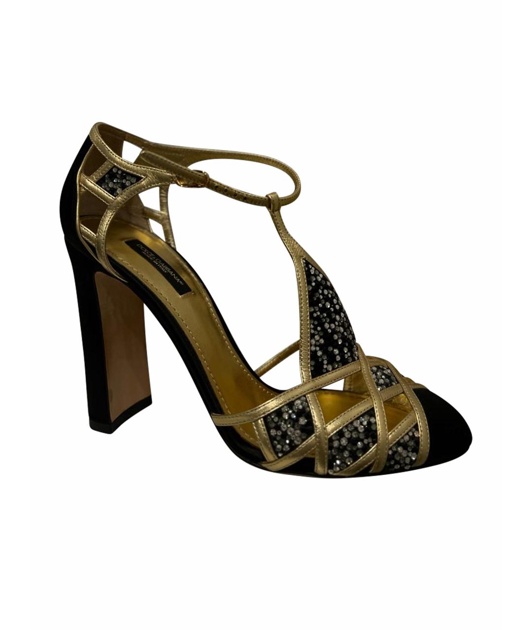 DOLCE&GABBANA Золотые босоножки, фото 1