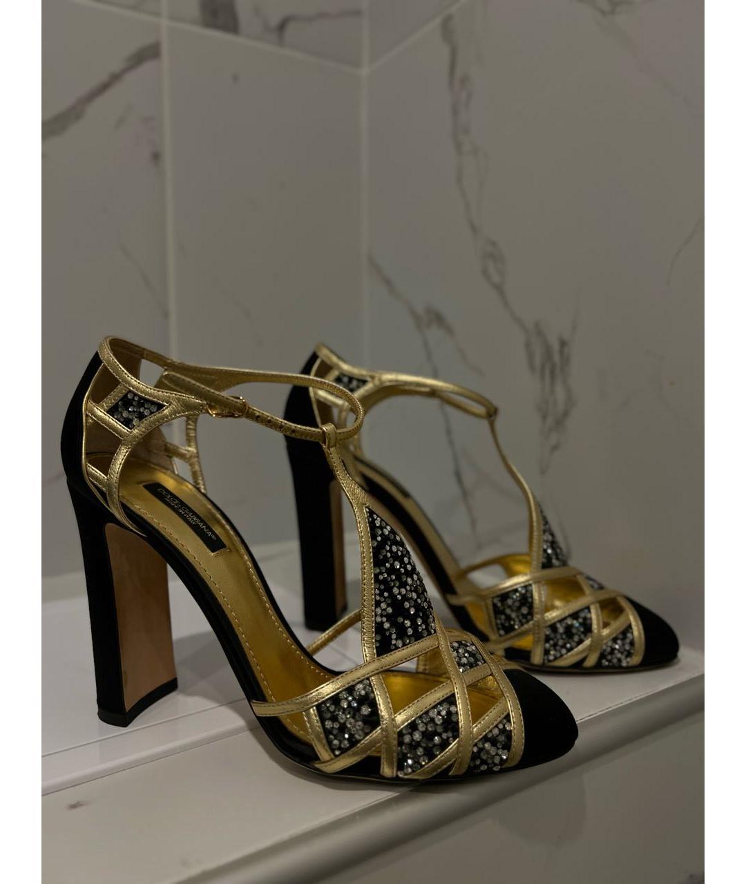 DOLCE&GABBANA Золотые босоножки, фото 9