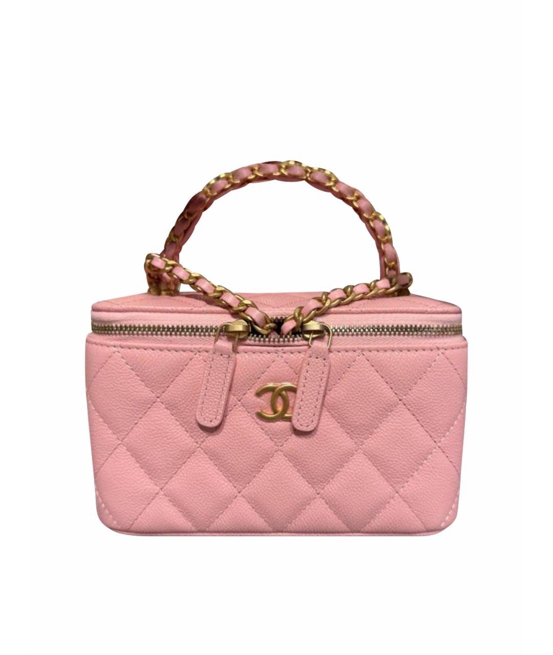 CHANEL Розовая кожаная сумка с короткими ручками, фото 1