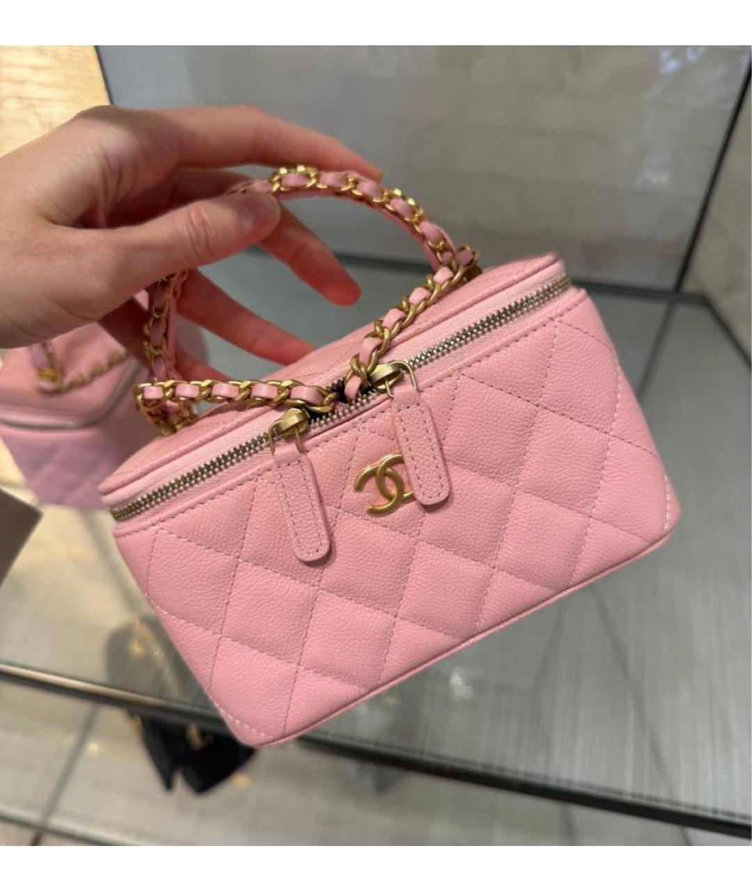 CHANEL Розовая кожаная сумка с короткими ручками, фото 2