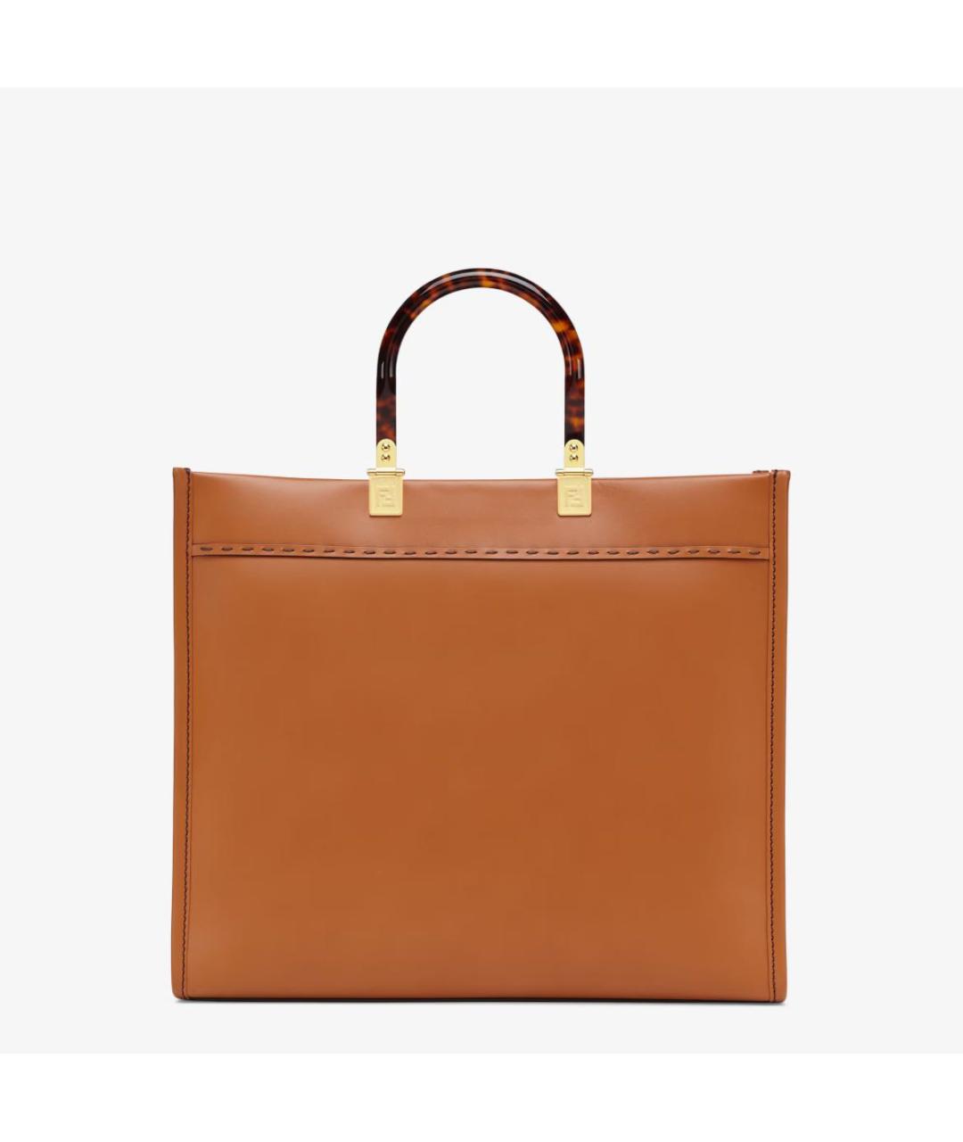 FENDI Оранжевая кожаная сумка тоут, фото 3