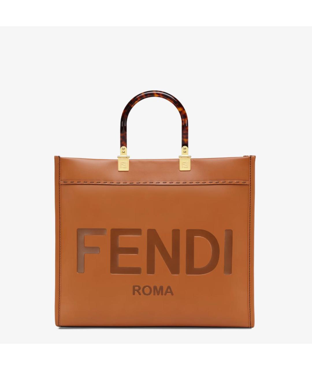 FENDI Оранжевая кожаная сумка тоут, фото 9