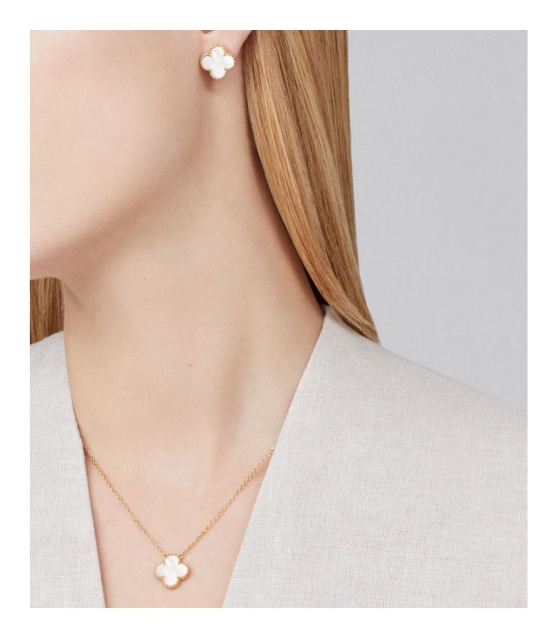 VAN CLEEF & ARPELS Белые серьги из желтого золота, фото 4
