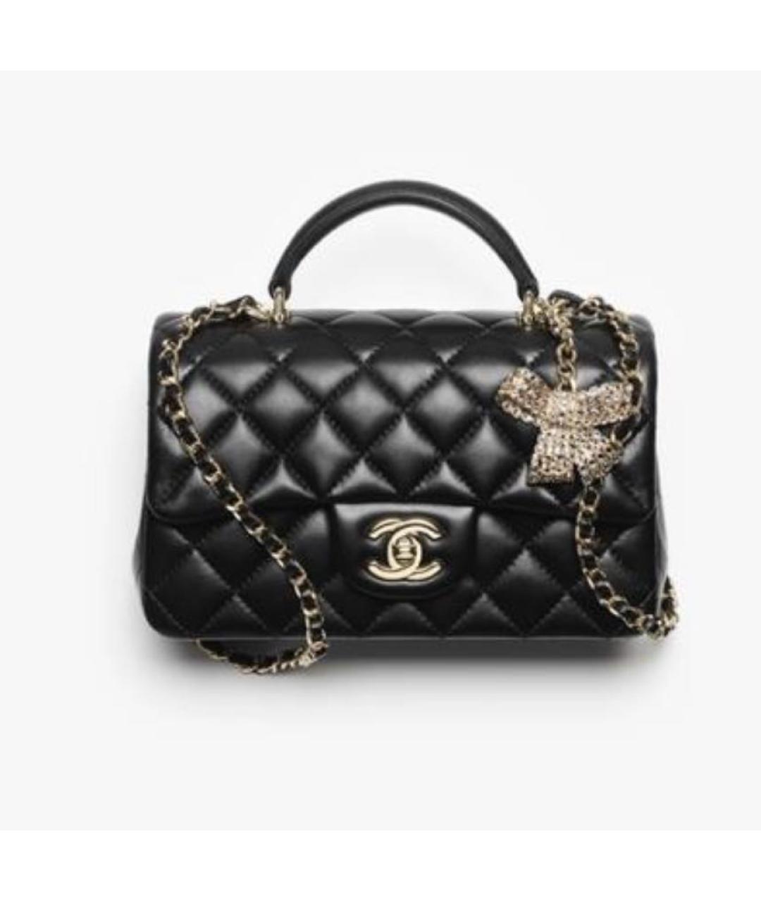 CHANEL Черная кожаная сумка с короткими ручками, фото 5