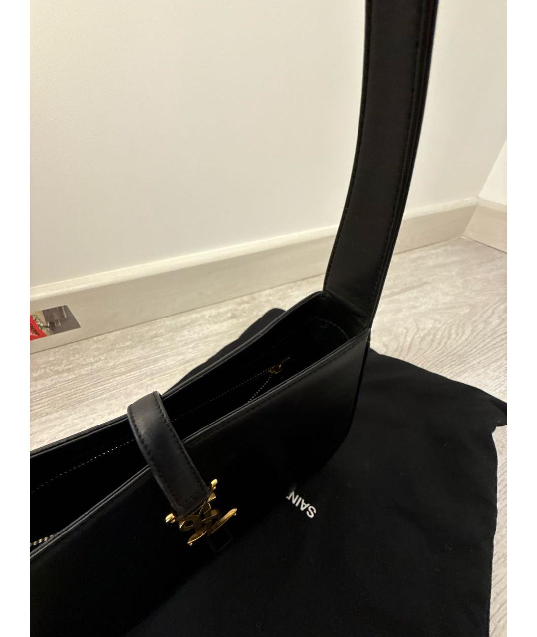 SAINT LAURENT Черная кожаная сумка с короткими ручками, фото 4