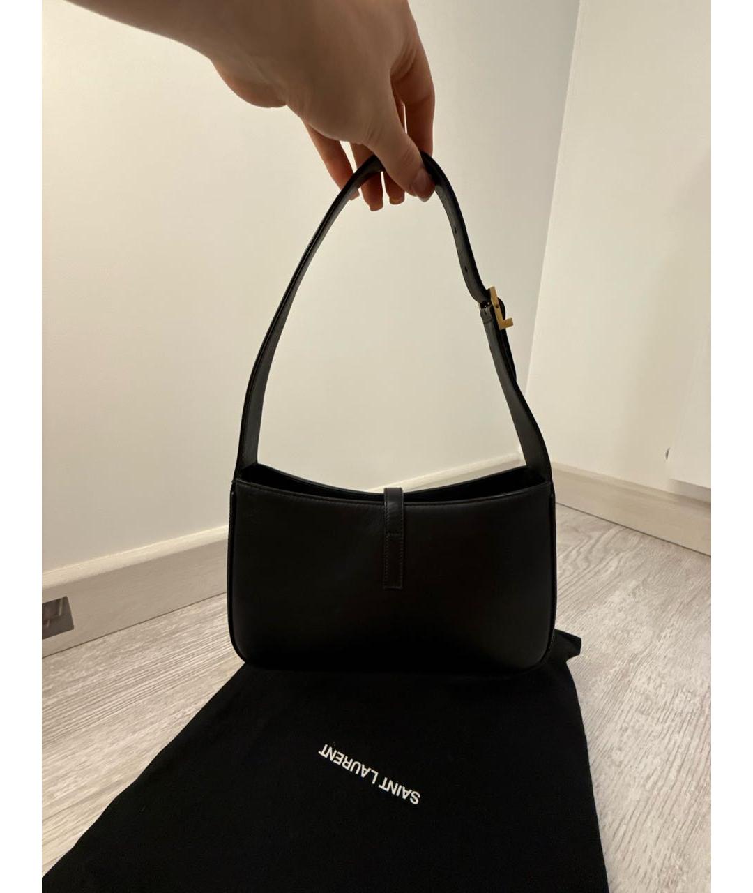 SAINT LAURENT Черная кожаная сумка с короткими ручками, фото 3