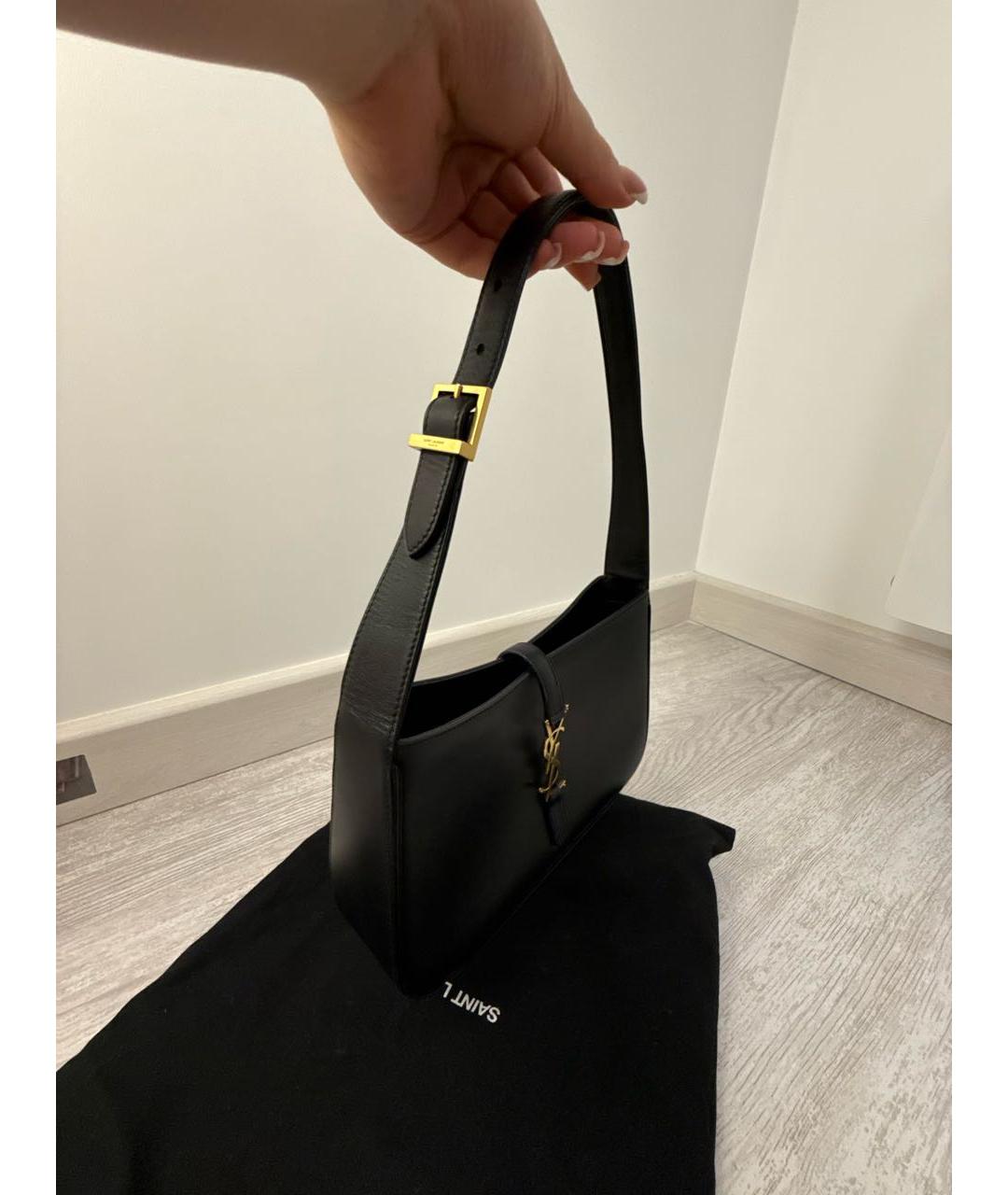 SAINT LAURENT Черная кожаная сумка с короткими ручками, фото 2