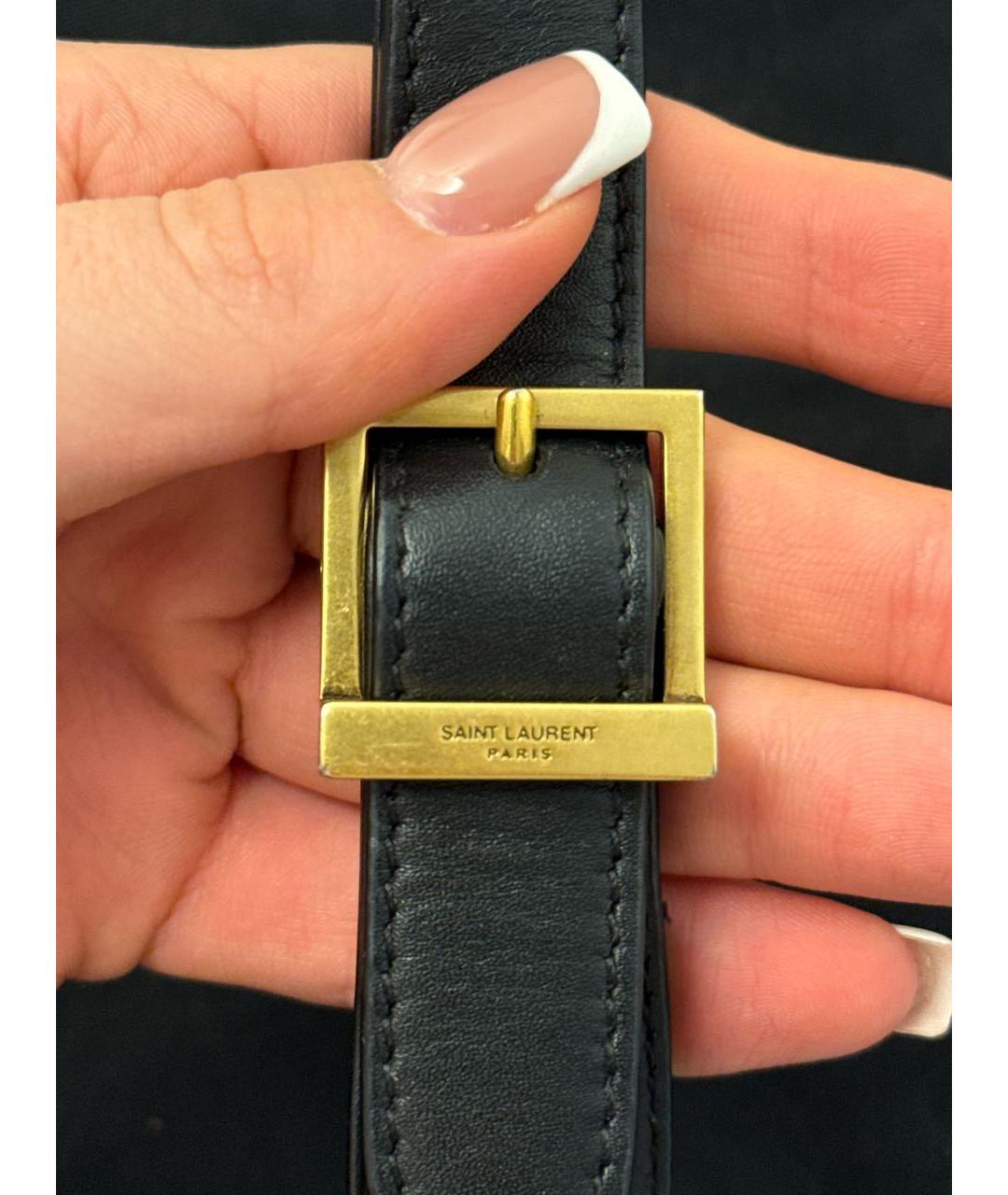 SAINT LAURENT Черная кожаная сумка с короткими ручками, фото 5
