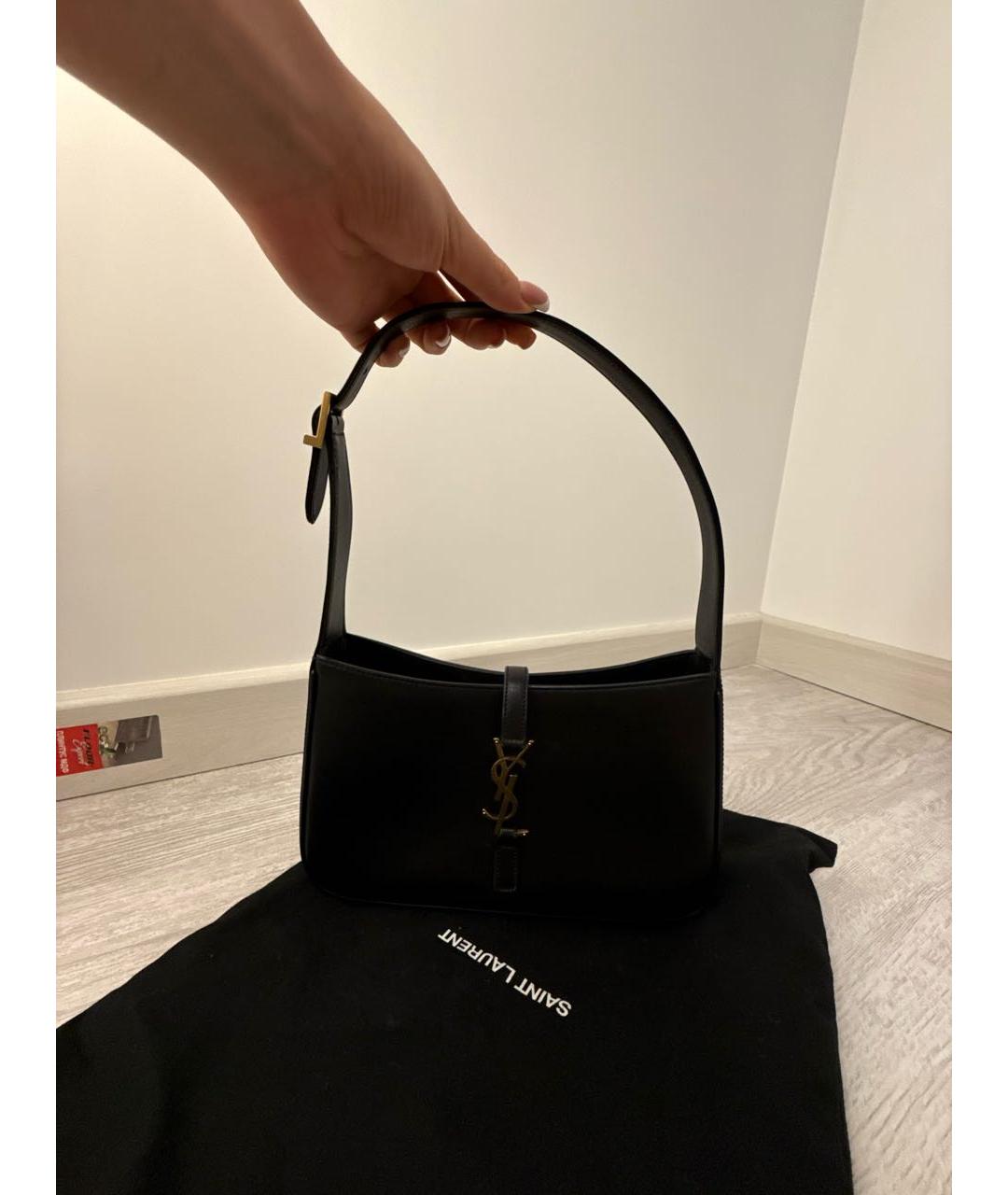 SAINT LAURENT Черная кожаная сумка с короткими ручками, фото 7