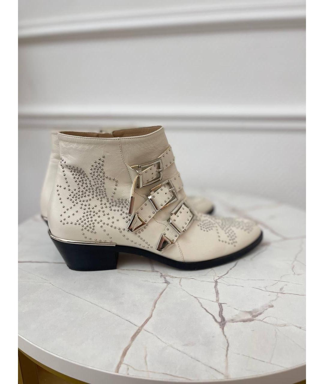 CHLOE Белые кожаные полусапоги, фото 9