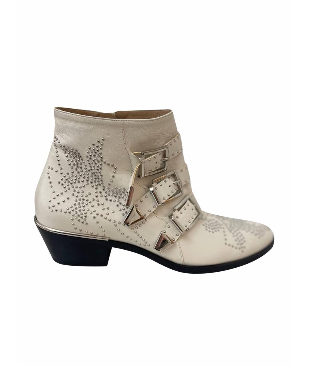 CHLOE Белые кожаные полусапоги, фото 1