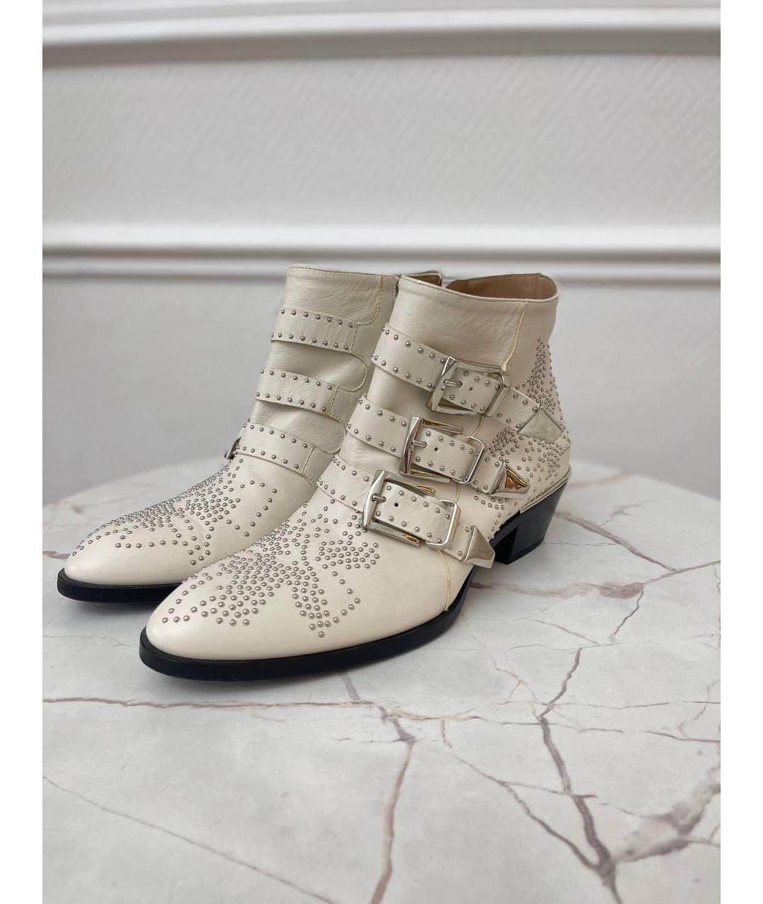 CHLOE Белые кожаные полусапоги, фото 6