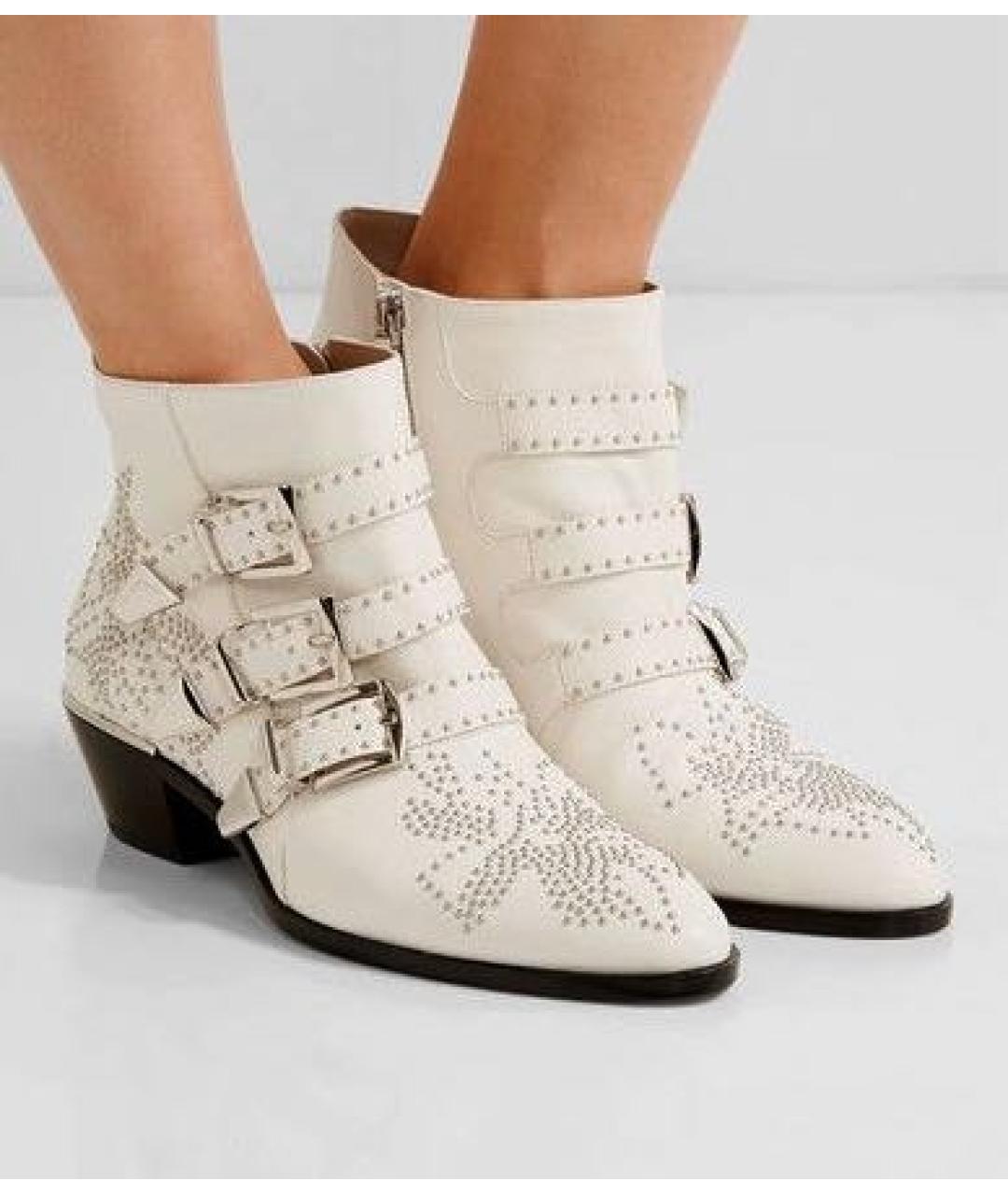 CHLOE Белые кожаные полусапоги, фото 2