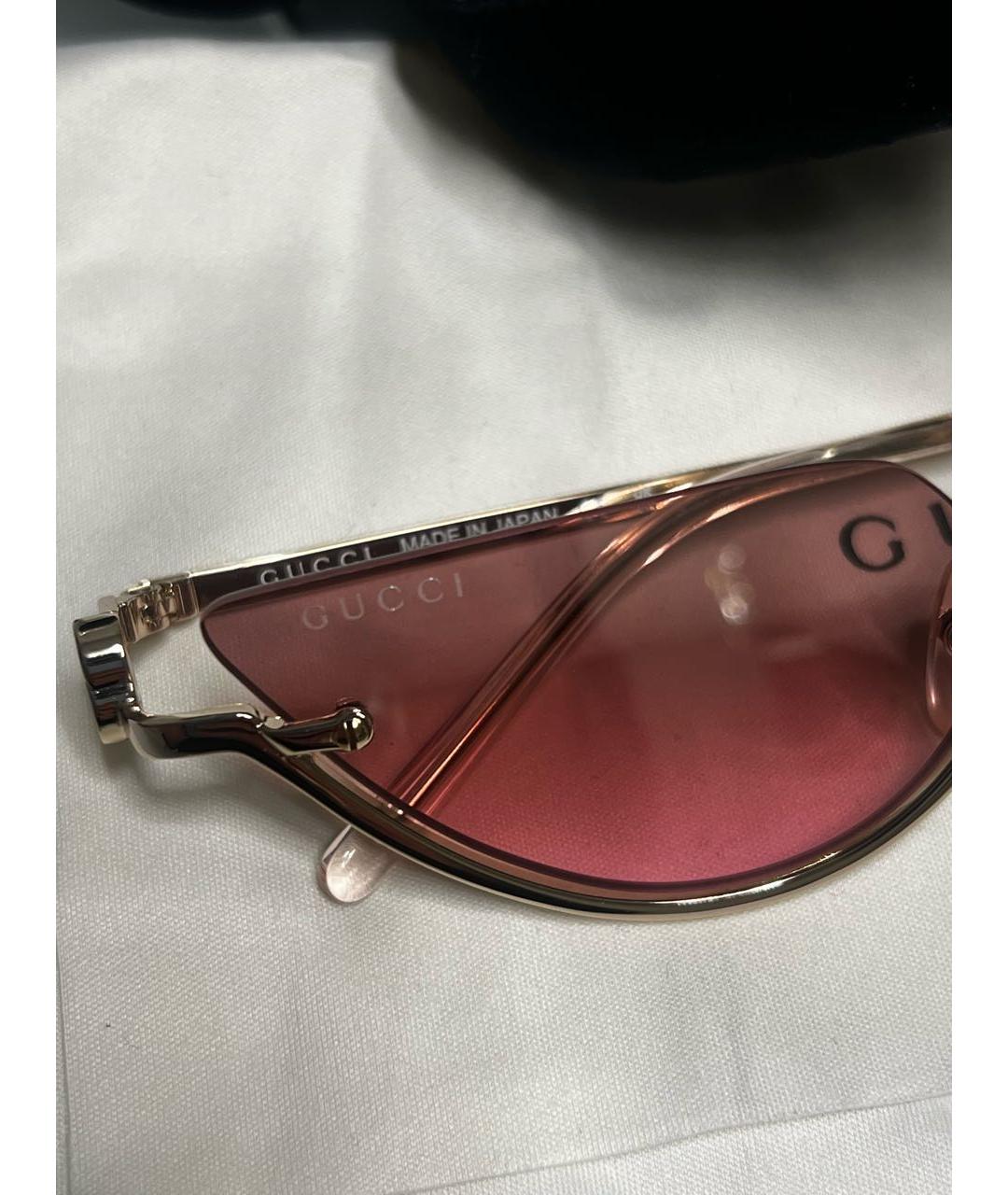 GUCCI Золотые металлические солнцезащитные очки, фото 3