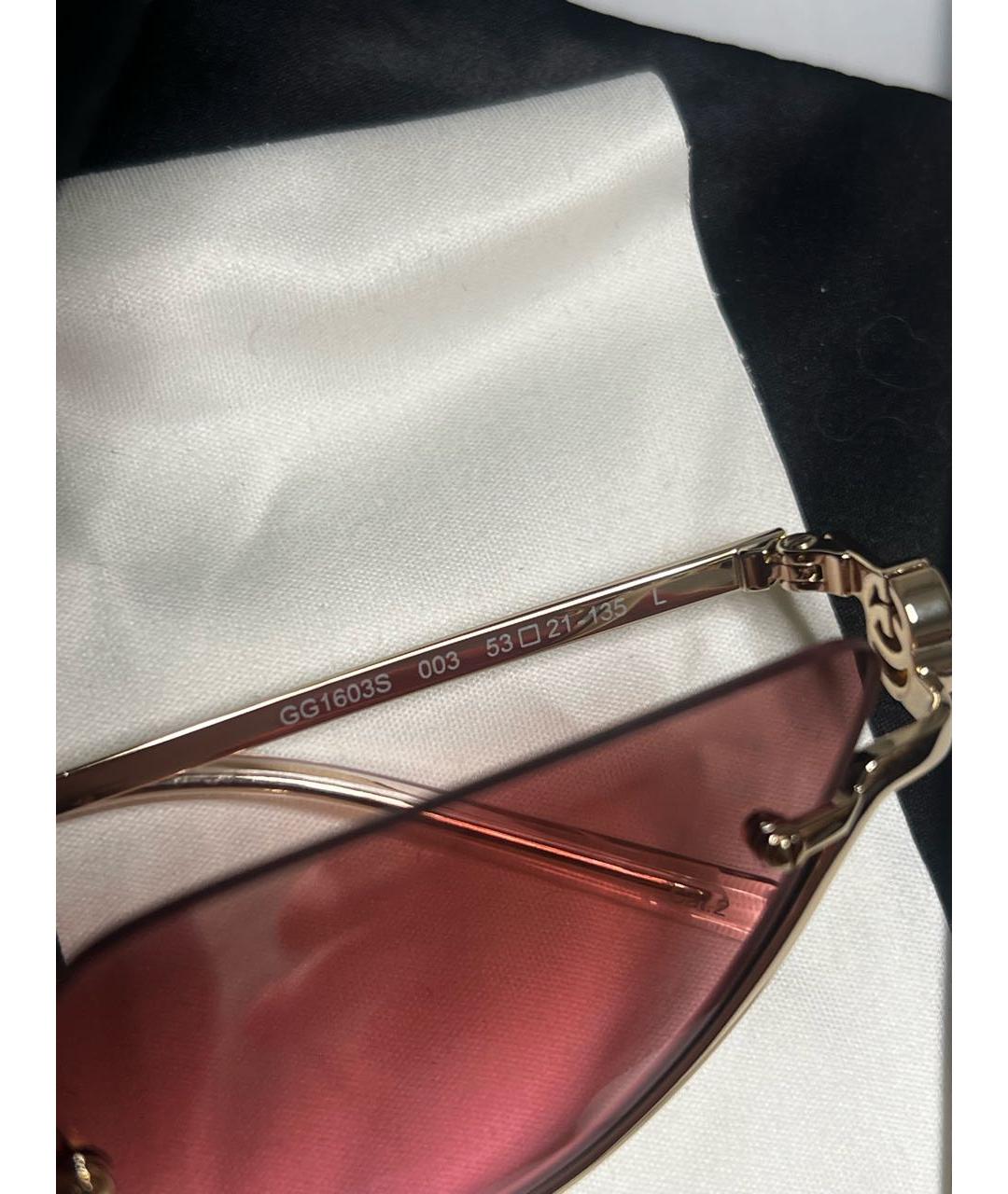 GUCCI Золотые металлические солнцезащитные очки, фото 4